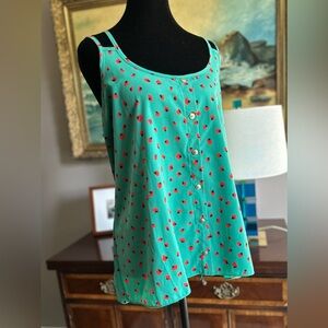 Edge Green with Red and Black Pattern Sleeveless Women's Blouse